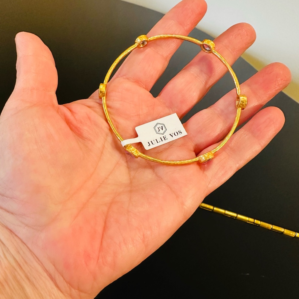 JULIE VOS AUTHENTIC RARE LUXURY MINIMALIST RETRO SUMMER SPRING AMETHYST BANGLE - Picture 13 of 17